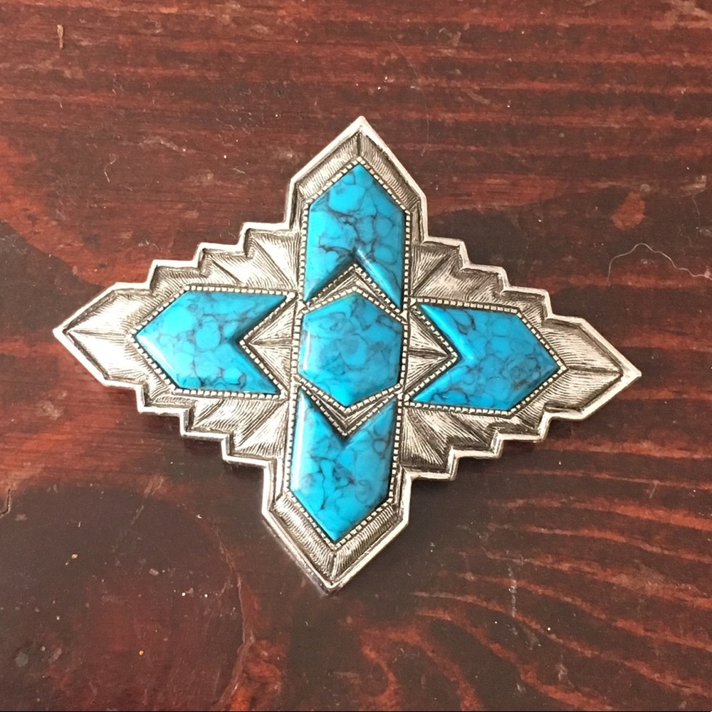 Vintage Silver Stone Brooch