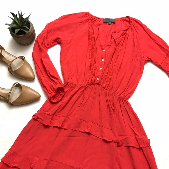 Anthropologie Dresses & Skirts - ANTHROPOLOGIE Red Boho Embroidered Festival Dress