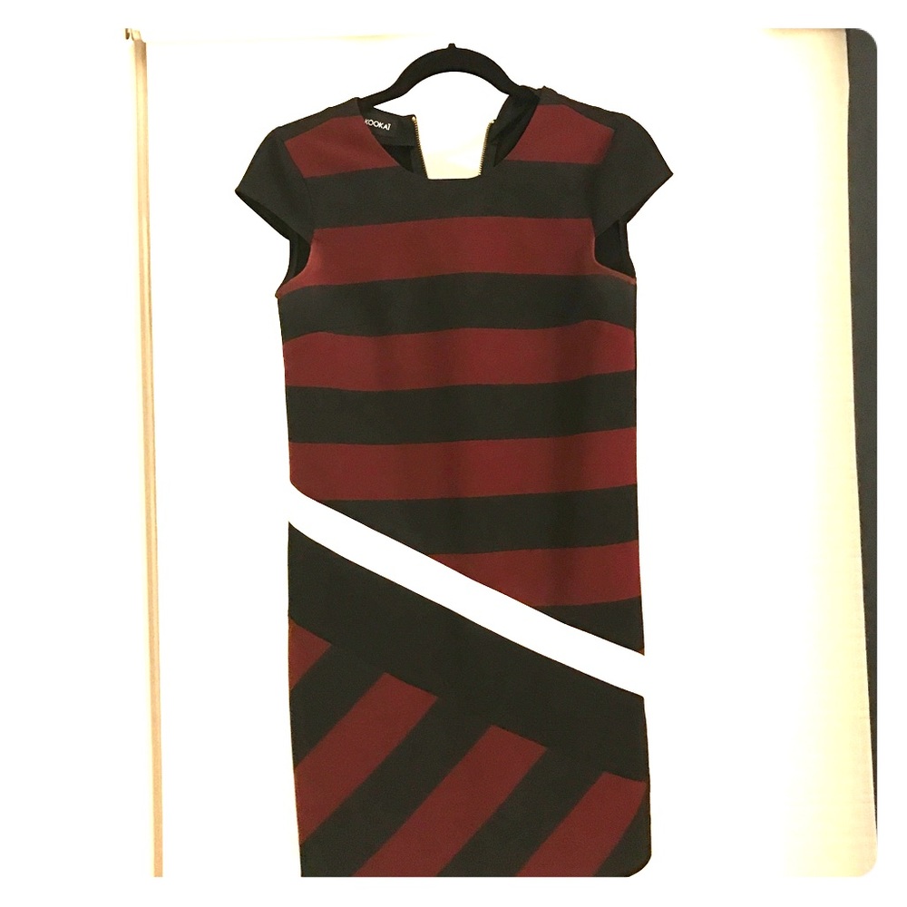 Red and black shift dress