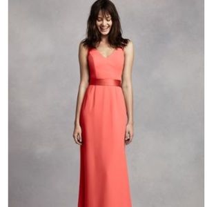 vera wang david's bridal v neck crepe gown