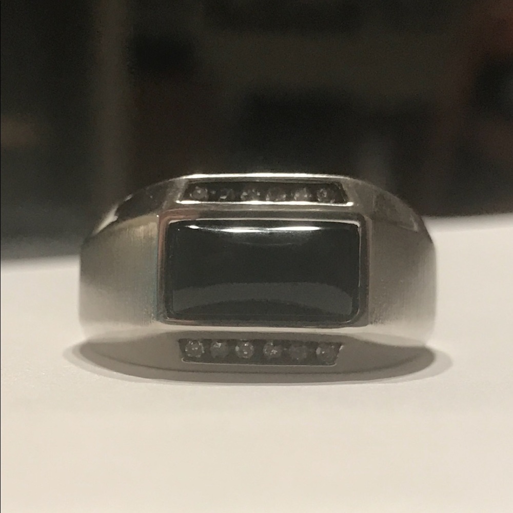 Silver black Onyx w/ diamonds SAI ring size 11
