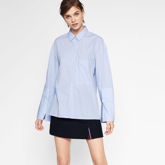 Zara Tops - 💙ZARA TRAFALUC CUFFS OVERSIZED SHIRT💙