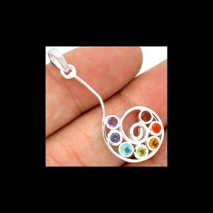 STERLING SILVER 7 CHAKRA SPIRAL OF LIFE PENDANT