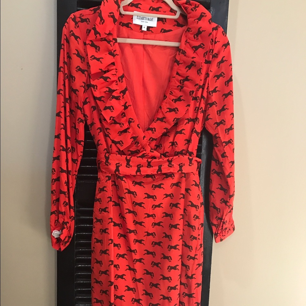 NWOT Elizabeth McKay 8 wrap-dress/2belts. $90 OBO