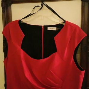 Calvin Klein Red Midi Cocktail Dress