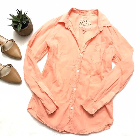 Frank & Eileen Tops - FRANK & EILEEN Neon Coral Cotton Barry Shirt