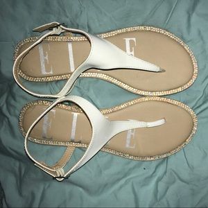 Elle white rhinestone sandals