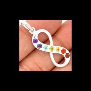 STERLING SILVER GEMSTONE INFINITY 7 CHAKRA PENDANT