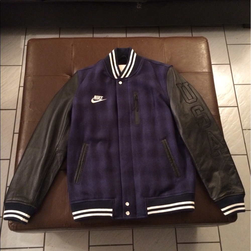 Nike USA LEATHER letterman varsity jacket