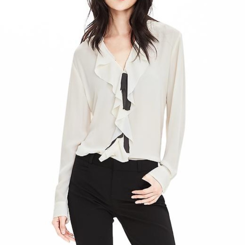 Ruffle front sheer blouse