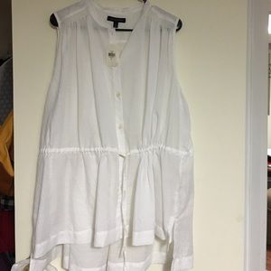NWT White polyester button up