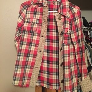 super cute red plaid with elbow pads