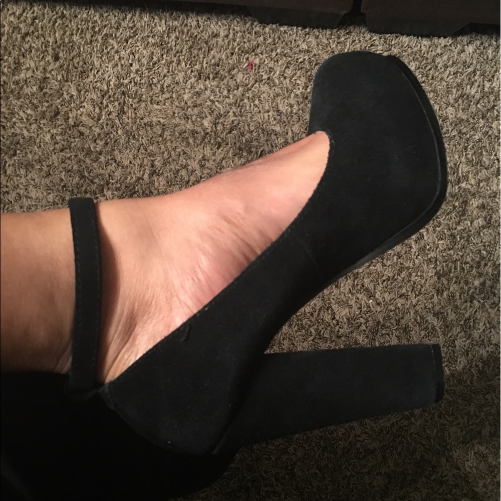 Suede Black Mary Jane Heels