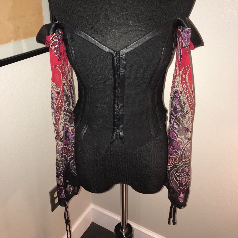 Corset silk sleeve top Bebe size m