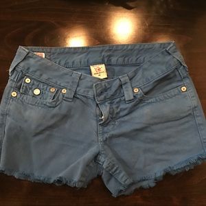 Blue True Religion Cutoffs