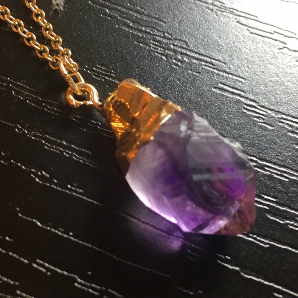 ✨HOST PICK✨ Gold dipped raw amethyst pendant