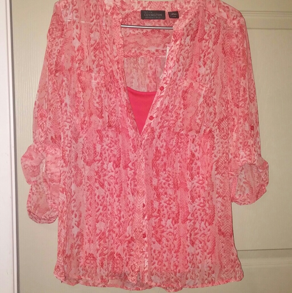 Button up blouse with tank top