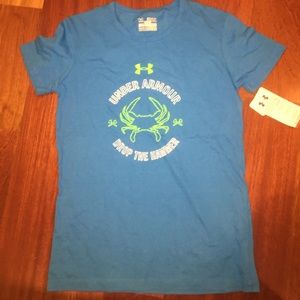 Under Armour blue "drop the hammer" tshirt