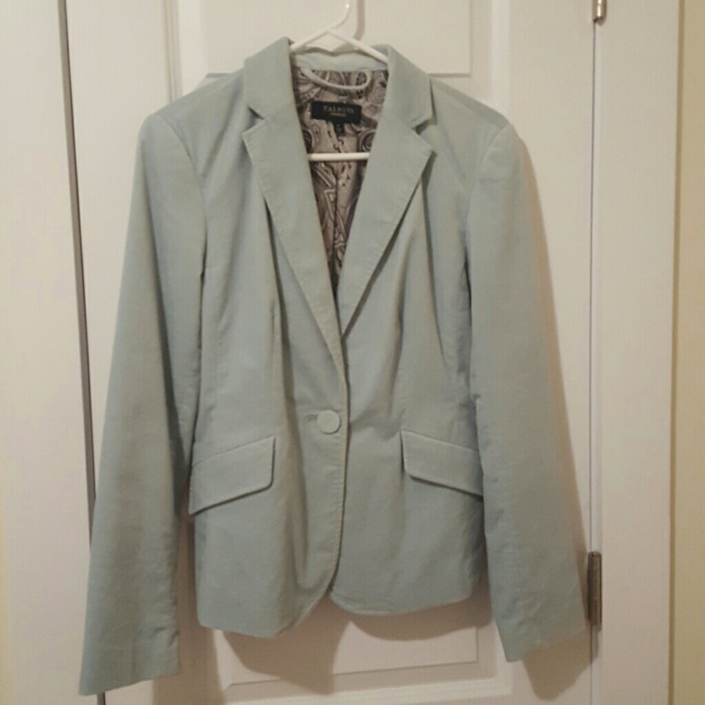Talbots Seafoam green velour Blazer