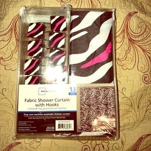 Fabric Shower Curtain with Hooks