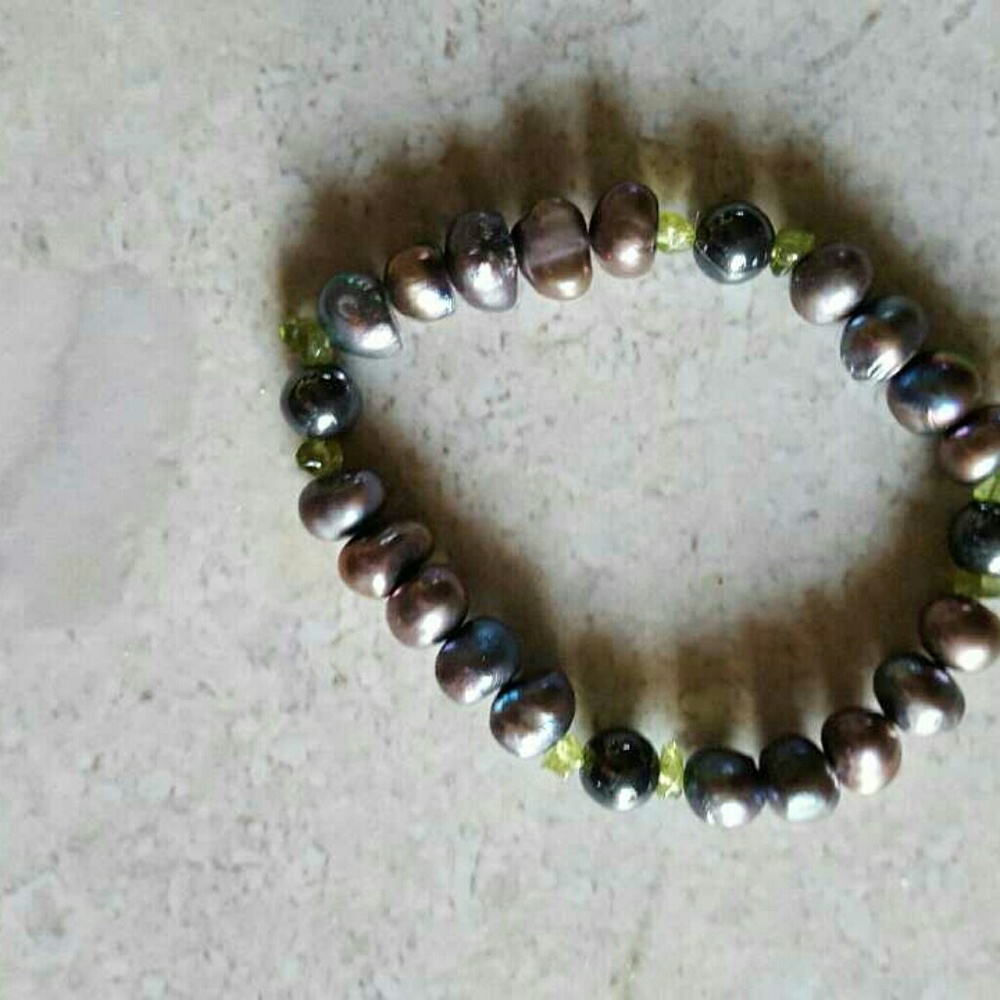 Pearl and Peridot Stretch Anklet/Bracelet
