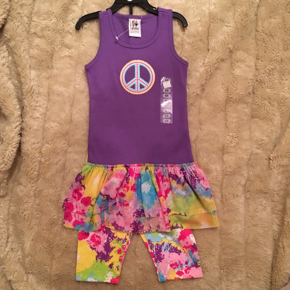 NWT girlfriends by Anita G purple peace outfit 6x