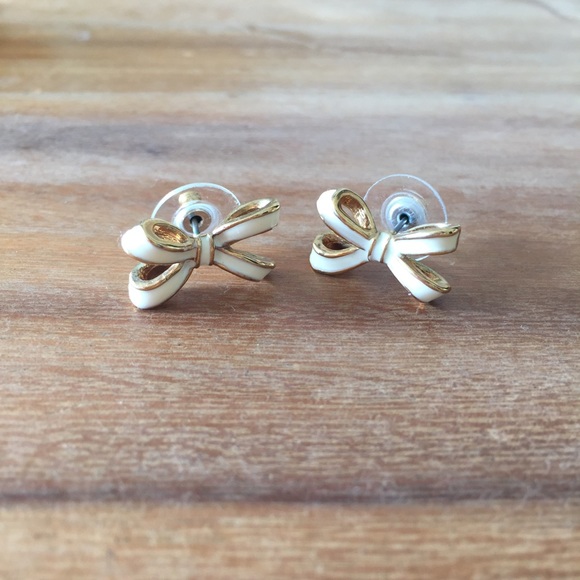 Anthropologie Jewelry - Anthropologie | white bow enamel earrings