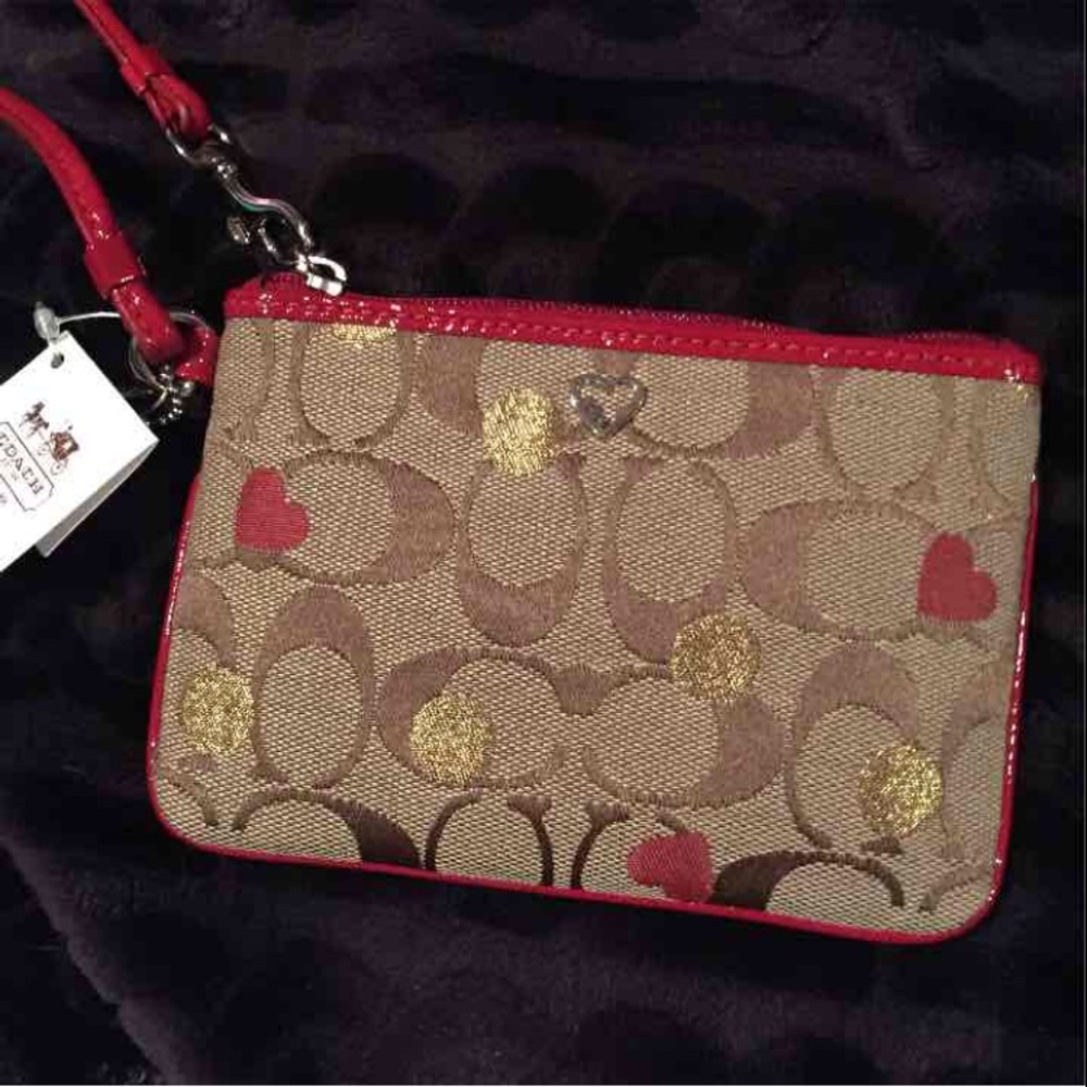 Coach wristlet with hearts NWT