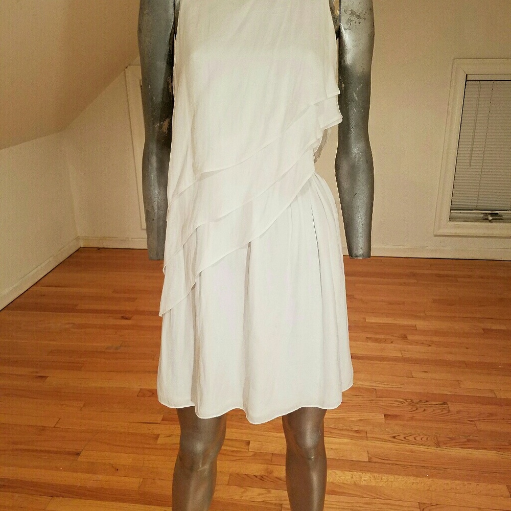 Zara layered white Grecia mini silk blend dress