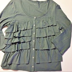 Garnet Hill Tiered Ruffle Cardigan