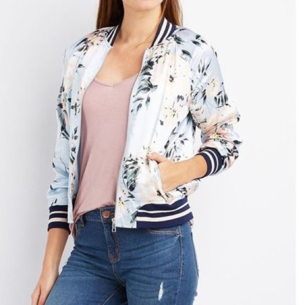 SOLD // Baby blue floral bomber