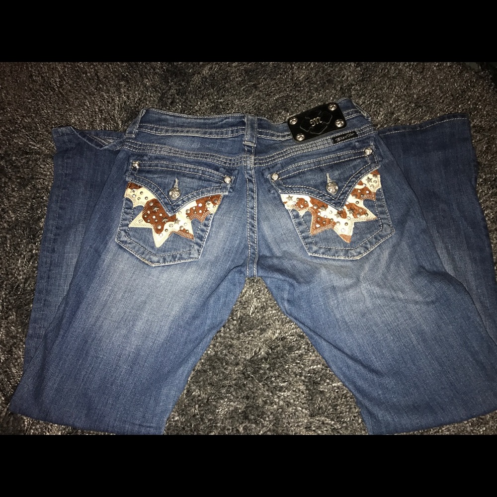 Cow hide Miss Me Jeans