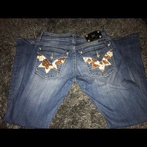 Cow hide Miss Me Jeans