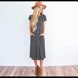 Black and white striped dress with pockets