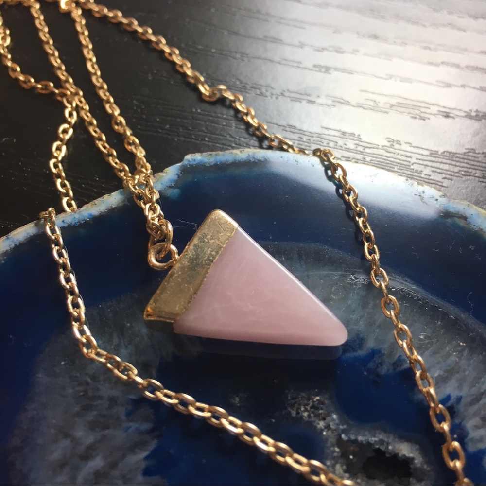 Rose quartz and gold bar necklace set - Picture 3 of 4