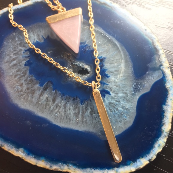 Rose quartz and gold bar necklace set - Picture 2 of 4