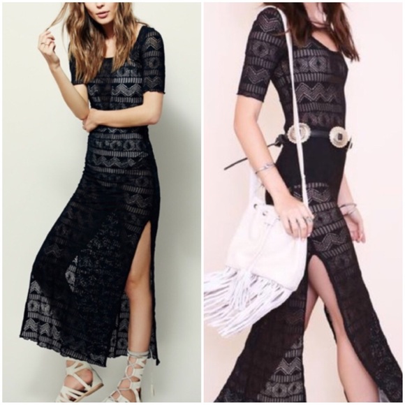 NWT Free People Too Cool Sheer Geo Slip Dress Gown - Picture 3 of 6