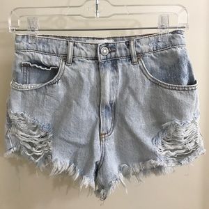Acid Wash High Waisted Shorts