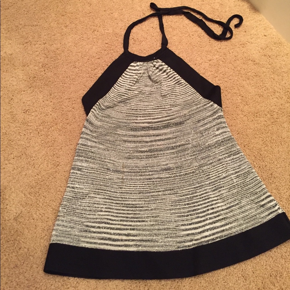 Bebe halter top with beautiful metallic knit