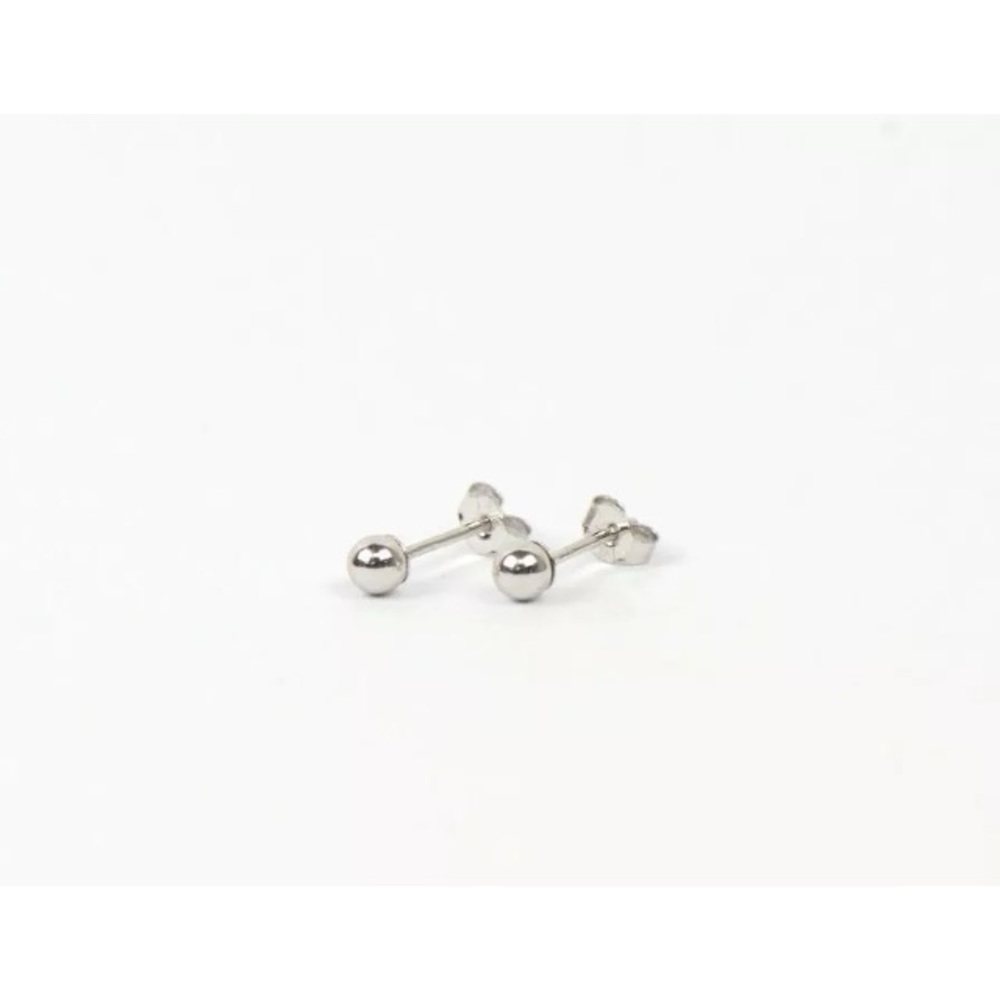 14K Solid White or Yellow Gold Ball Stud Earrings
