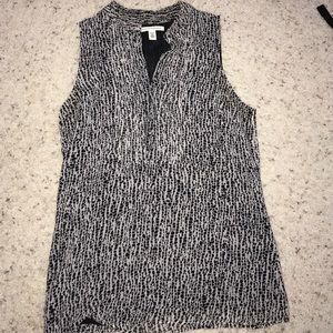 Black and grey sleeveless blouse