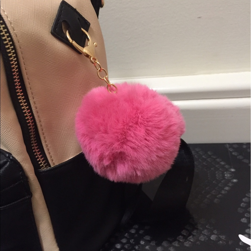 pink  furry keychain