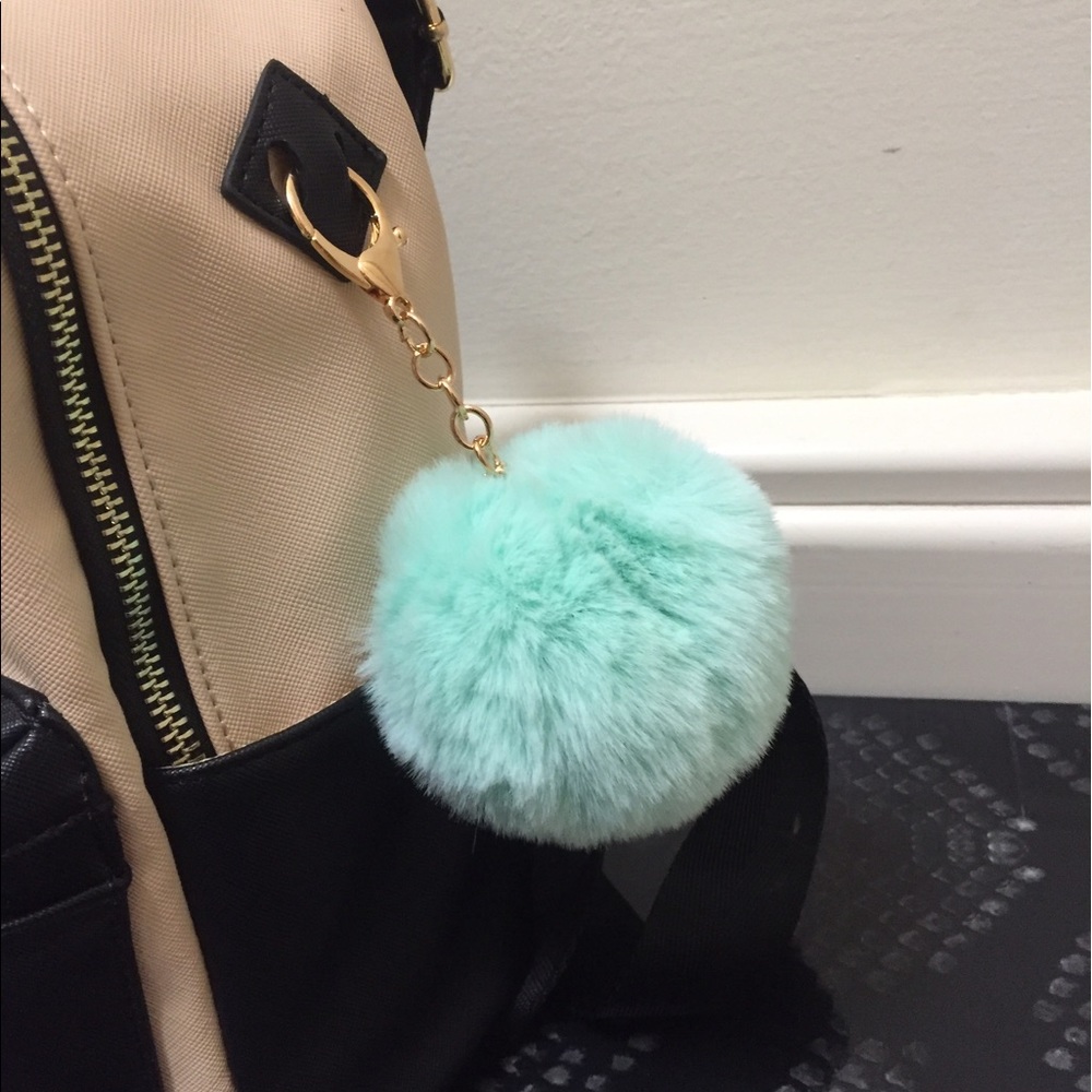 teal furry keychain