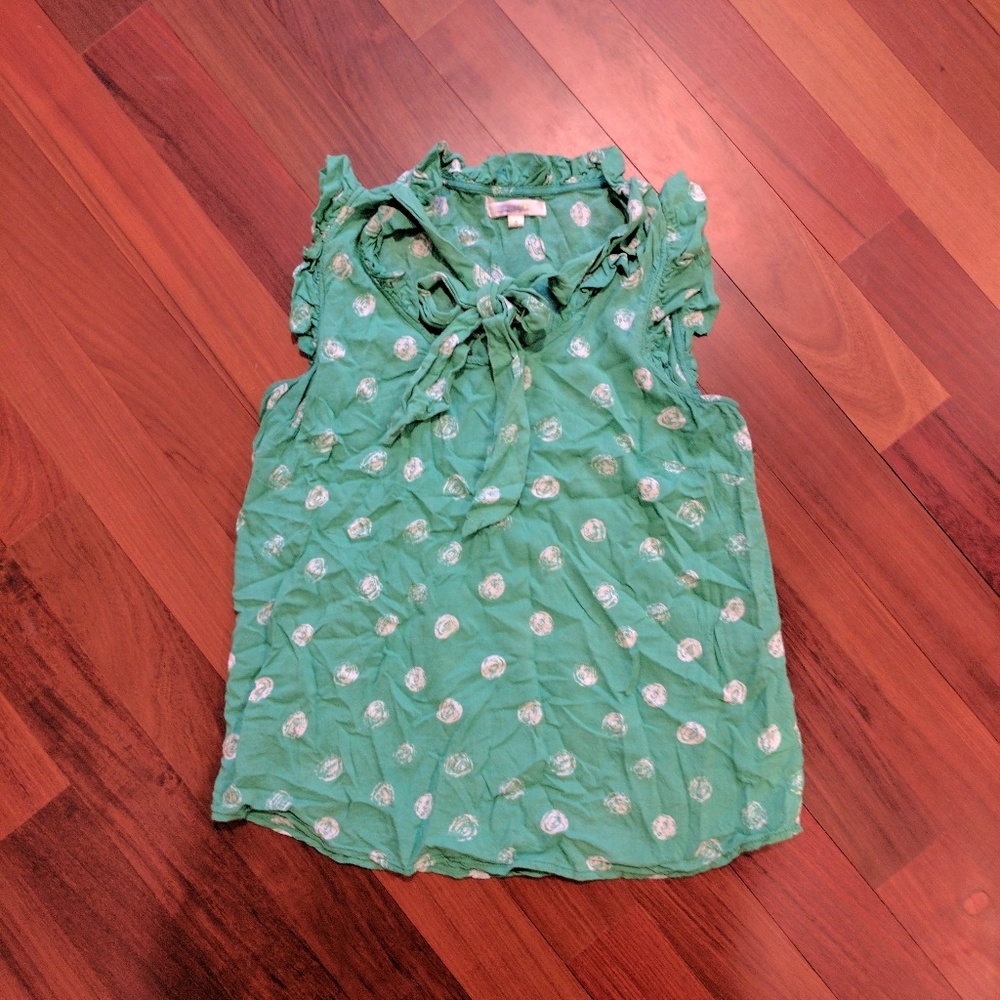 Porridge green & white polka dot tank