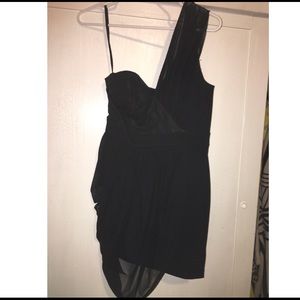 Bebe addiction one shoulder black dress. S