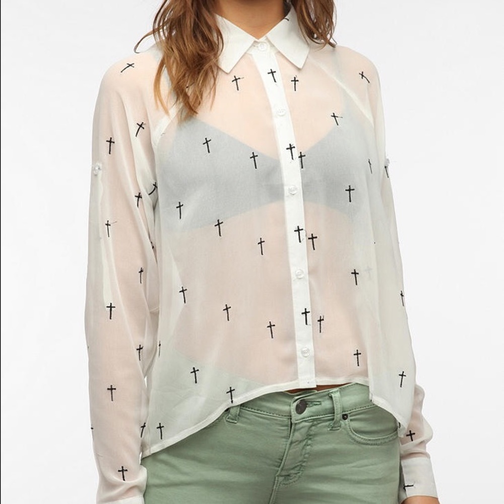 Urban Outfitters Blouse with Cross Embroidery
