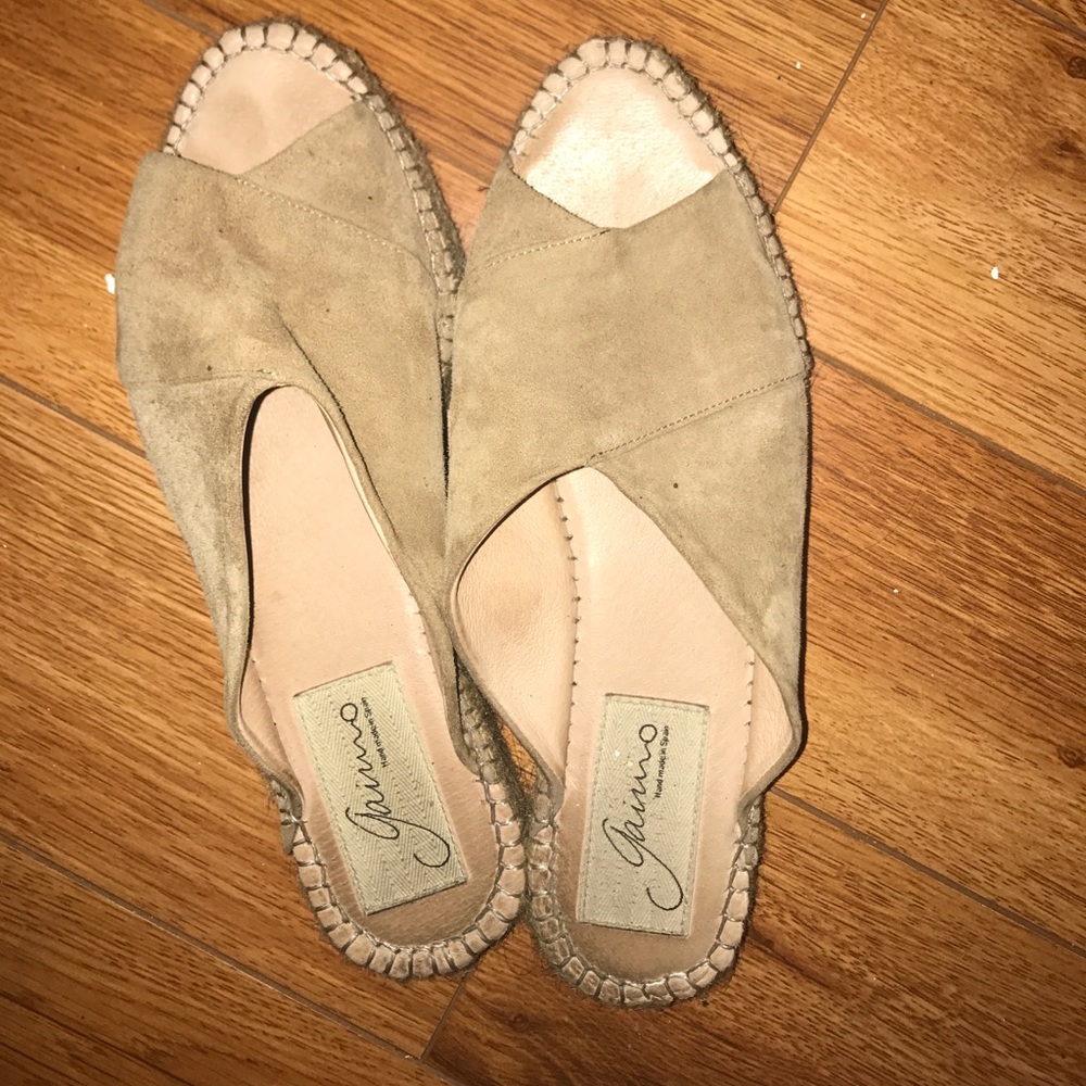 Brown leather Gaimo espadrille slides
