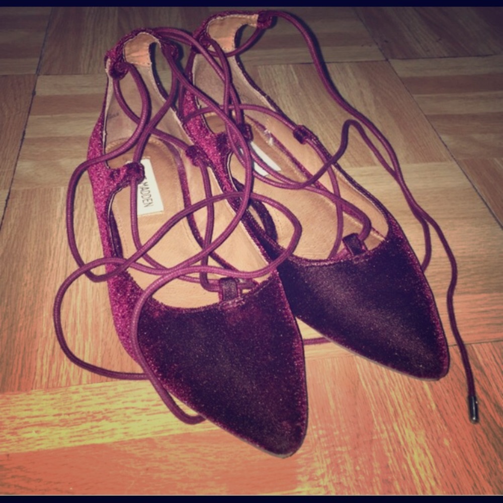 Velvet Maroon Steve Madden Flats