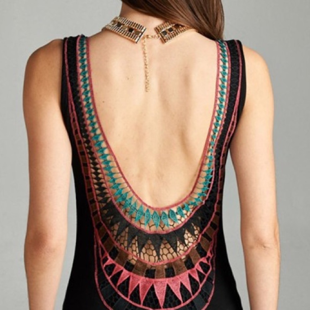 !CLEARANCE! BLACK CROCHET MAXI DRESS - Picture 3 of 3