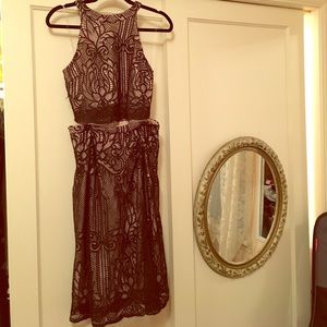 Black dress with nude underlay 2piece